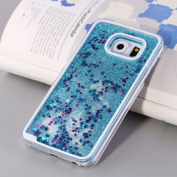 Wholesale Samsung Galaxy S6 Edge Glitter Shake Shake Star Dust Case (TPU Blue)